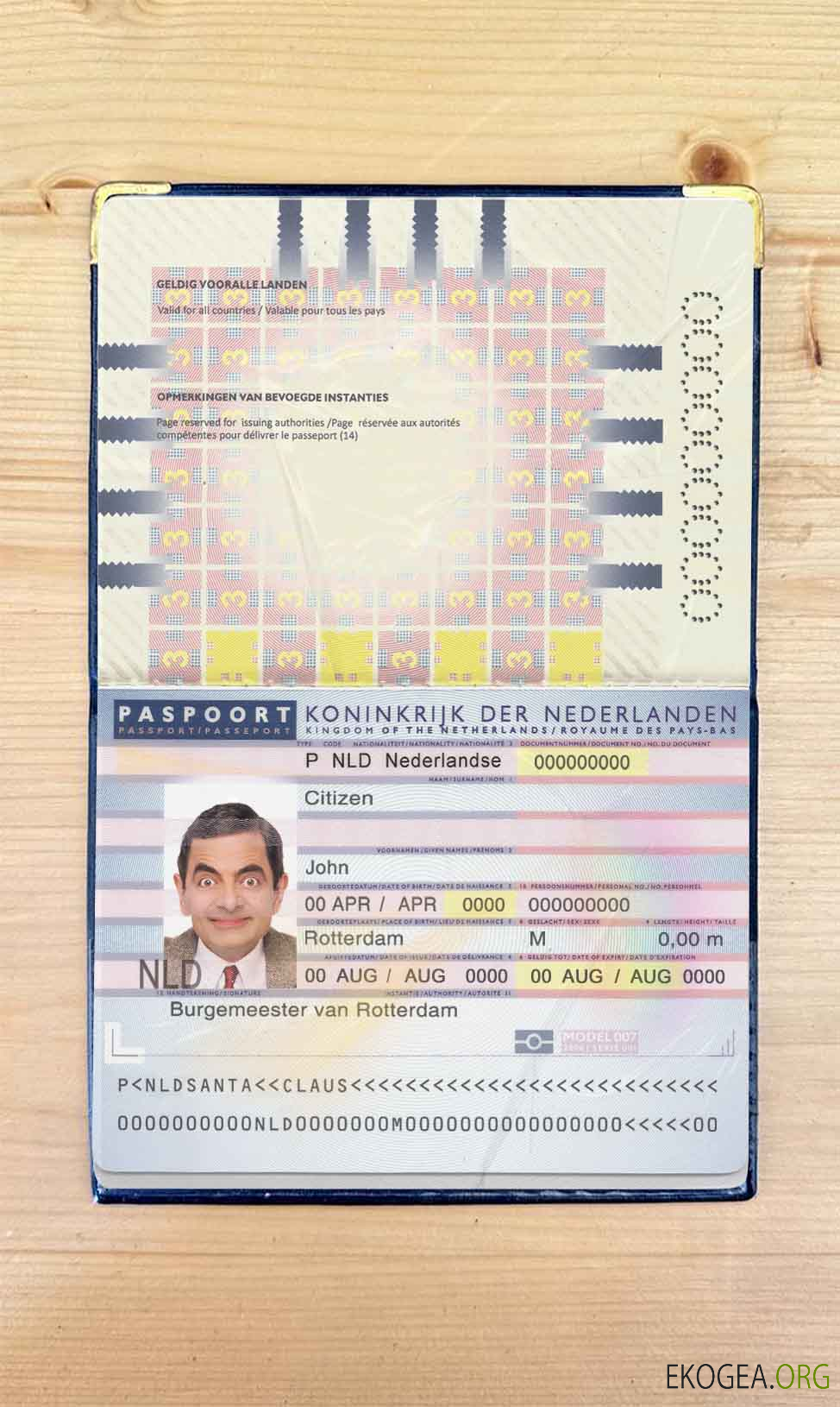 Aperçu photo du passeport des Pays Bas (Hollande) (2006 2016)